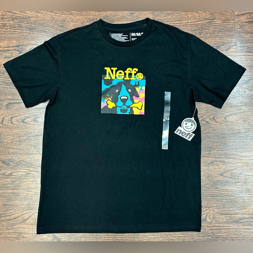 NEFF Men’s Black Short Sleeve T Shirt - Dog Graphic - Size Medium New With Tags